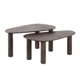 Coffee table set of 2 Myla Organic Teak Wood Brown 