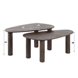 Coffee table set of 2 Myla Organic Teak Wood Brown 