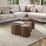 Coffee table set of 2 Myla Organic shape Teak wood Brown 