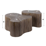 Coffee table set of 2 Myla Organic shape Teak wood Brown 