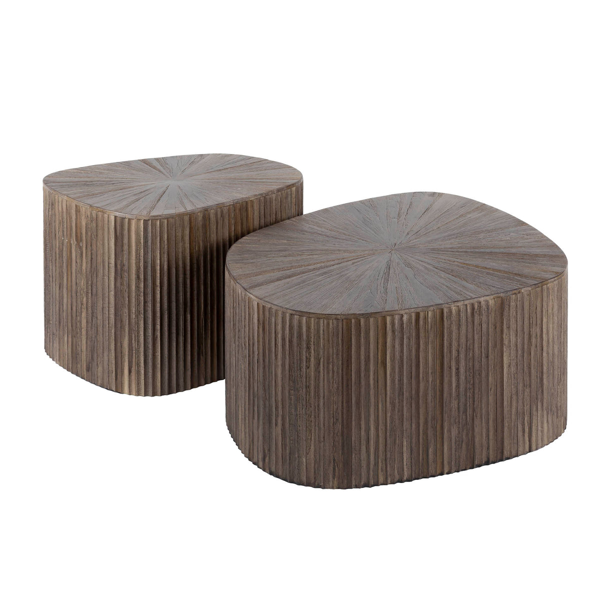 Myla Square Coffee Table Set of 2 Teak Wood Brown 
