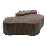 Set of 2 organic coffee tables in dark brown teak Japandi Myla