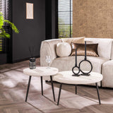 Coffee Table Set of 2 Sylas Stone White Marble Composite