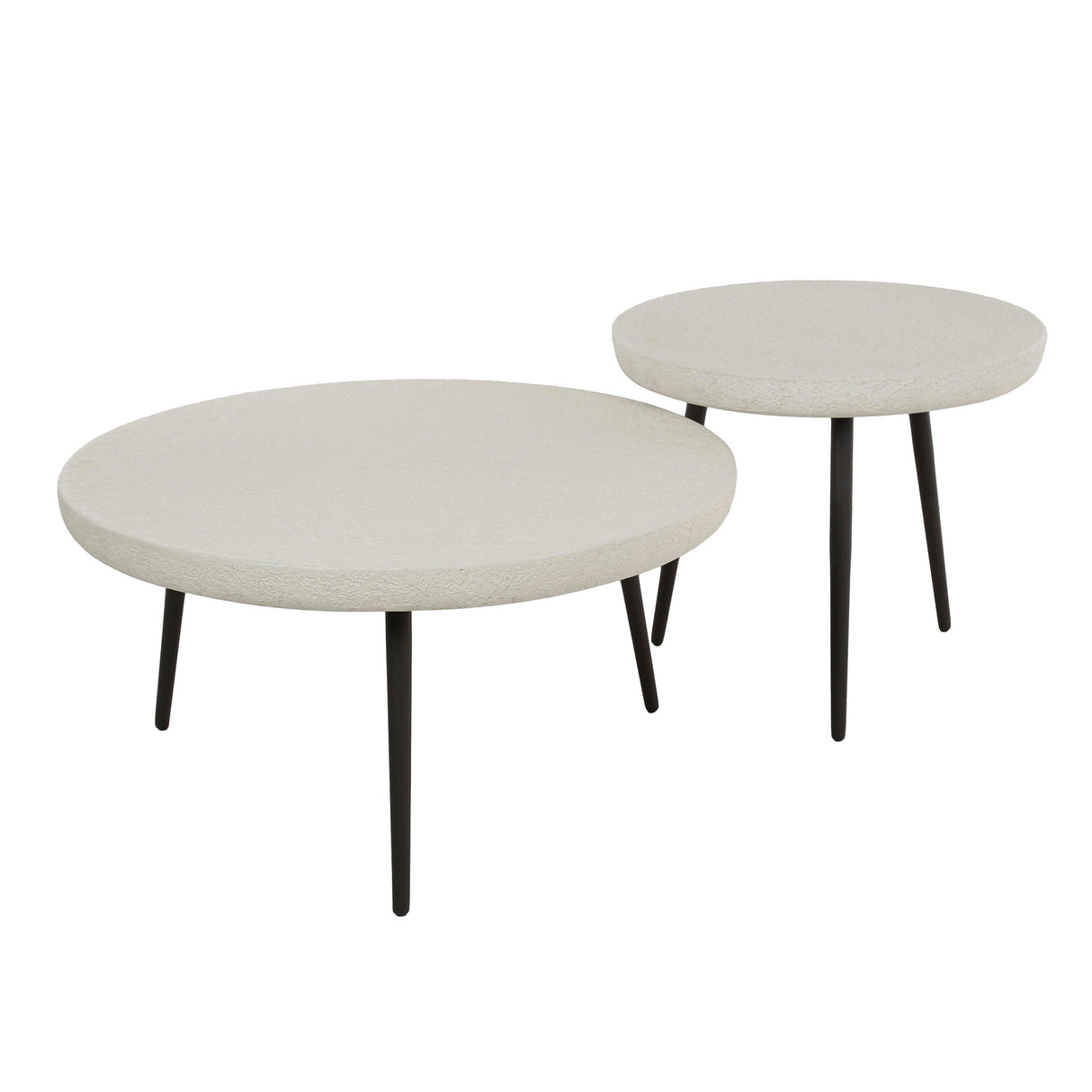 Coffee Table Set of 2 Sylas Stone White Marble Composite