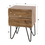 Bedside table 2 drawers sand color Mango wood Oona