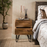 Bedside table 2 drawers sand color Mango wood Oona