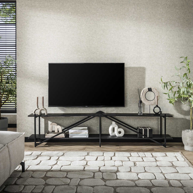 TV Meubels - TV Meubel Loek Grijs Metaal 220 cm - Dimehouse