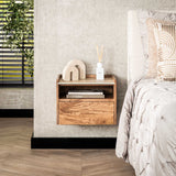 Orto Hanging Nightstand 1 Drawer 1 Compartment Mango wood Ceramic 