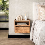 Orto Hanging Nightstand 1 Drawer 1 Compartment Mango wood Ceramic 