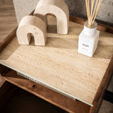 Orto Hanging Nightstand 1 Drawer 1 Compartment Mango wood Ceramic 