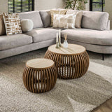 Vento Curve Coffee Table Ø75 solid mango sand set of 2 