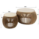 Vento Curve Coffee Table Ø75 solid mango sand set of 2 