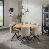 Triangular dining table made of solid acacia wood 135 cm 