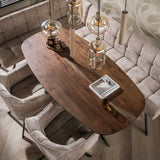 Danish oval dining table walnut brown solid acacia wood Tavon 180x95 cm