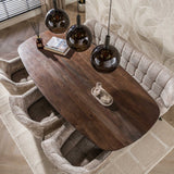 Danish oval dining table walnut brown solid acacia wood Tavon 215x105 cm