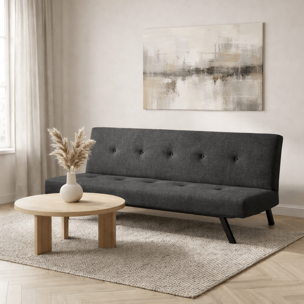 Slaapbanken - Slaapbank Antraciet Stof 3 - Zits - 180 cm - Zonder armleuningen - Zoly - Dimehouse