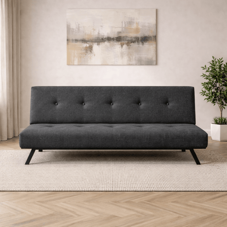 Sofa bed Anthracite Fabric 3-Seater - 180 cm - Without armrests - Zoly