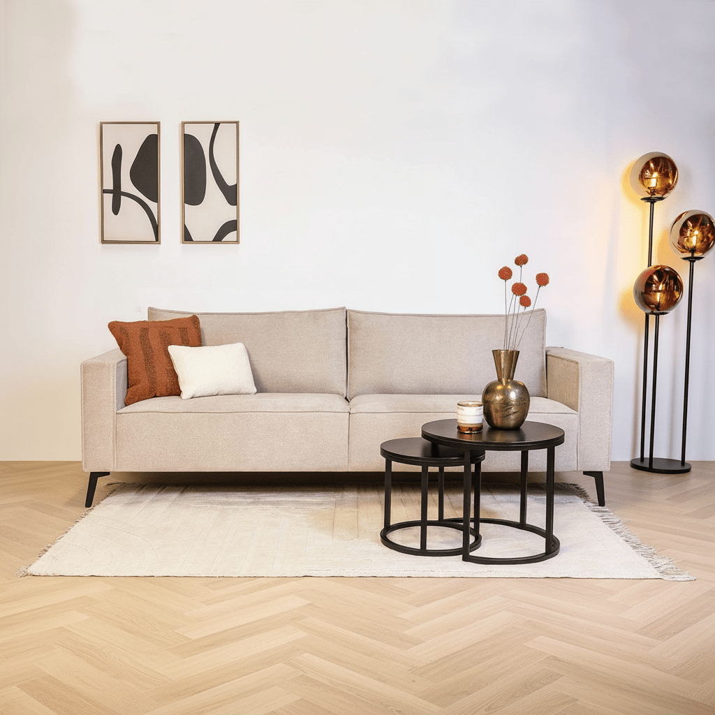 3-seater loose thick back cushions gray chenille Yara 