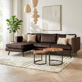 3-seater corner sofa Gino velvet brown left atmospheric photo in modern interior