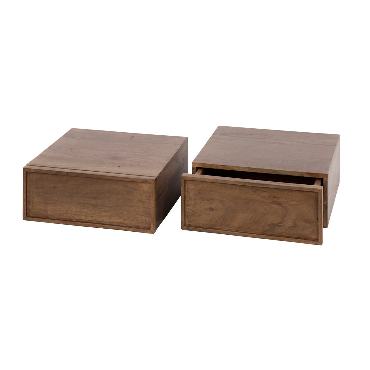 Floating bedside table acacia drift brown industrial 