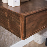 Floating bedside table acacia drift brown industrial 