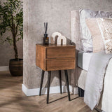Nightstand Lio – Acacia Drift Brown – 2 Drawers 