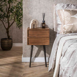 Nightstand Lio – Acacia Drift Brown – 2 Drawers 