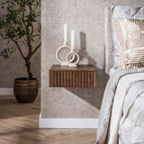 Floating nightstand acacia wood drift brown – 1 drawer 