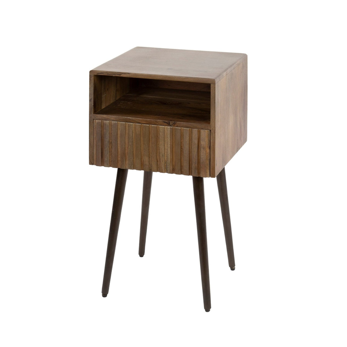 Nightstand Dex Acacia Wood Drift Brown - 1 Drawer 