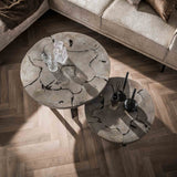 Round Coffee Table Set Mase Teak Gray