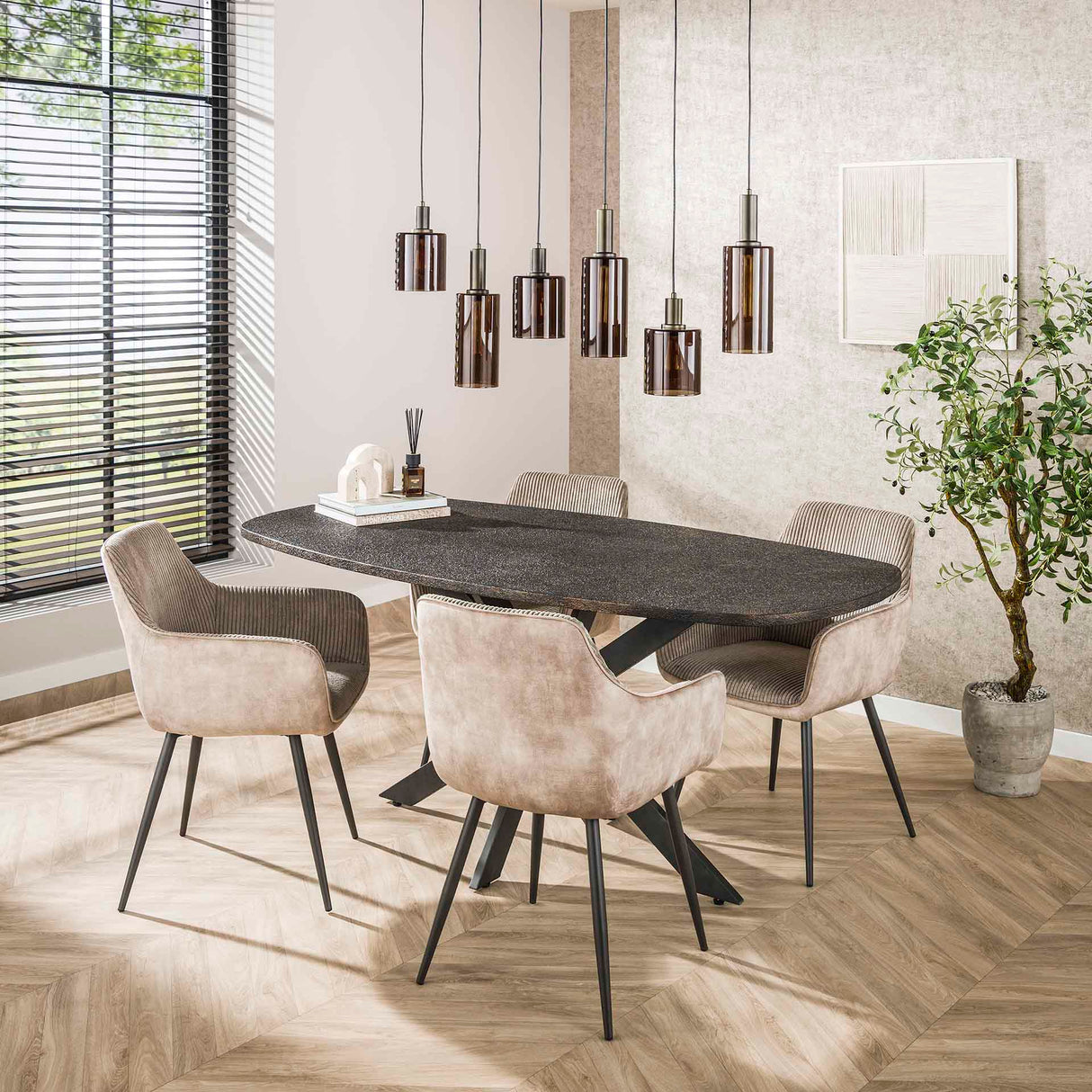 Dining Table Jax Danish Oval 180 cm - Grey Metallic 