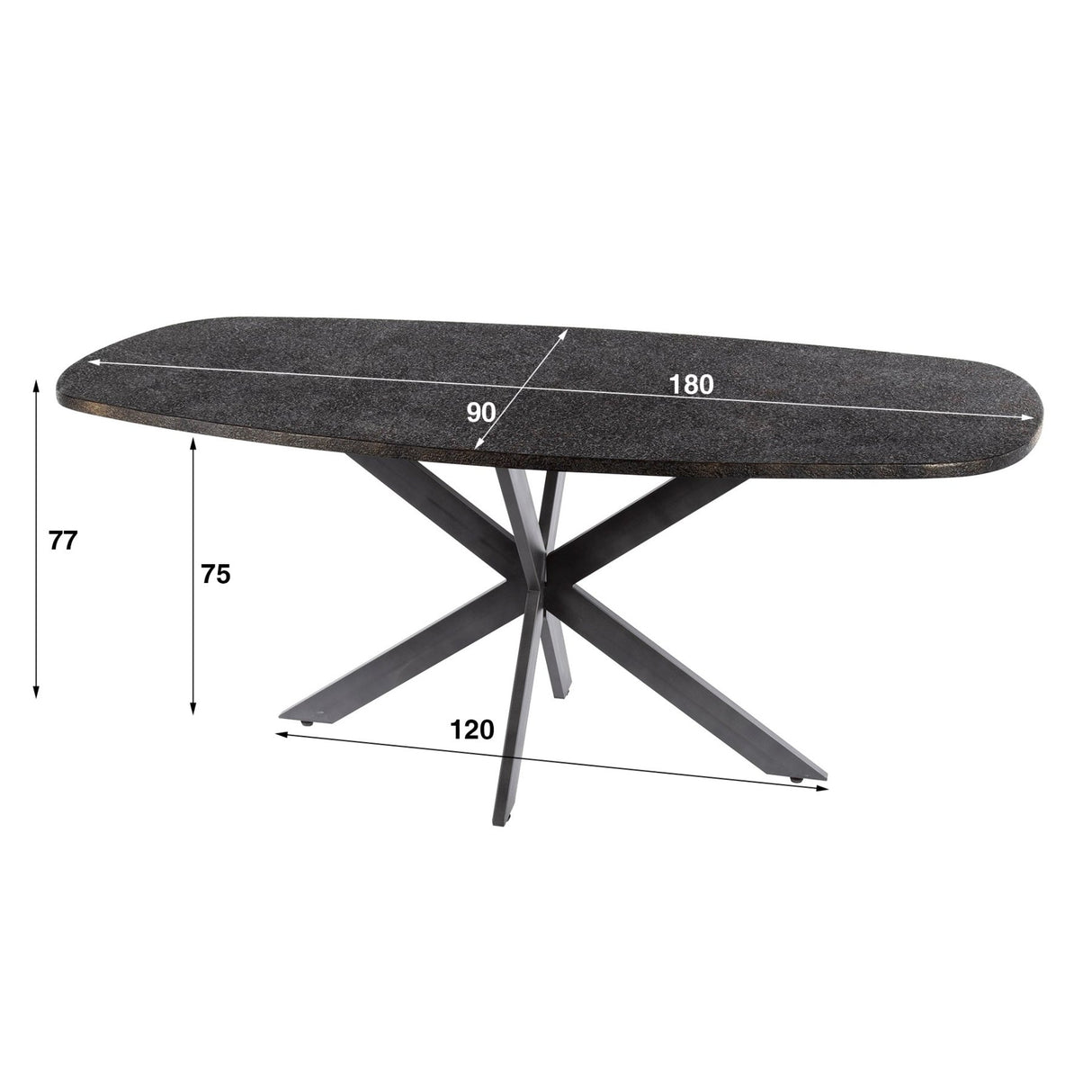 Dining Table Jax Danish Oval 180 cm - Grey Metallic 