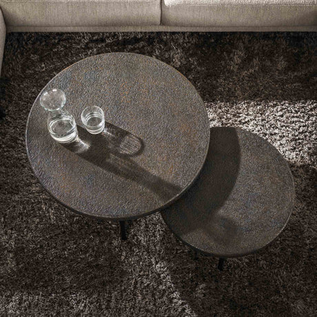 Set of 2 round coffee tables Caro Hout Black