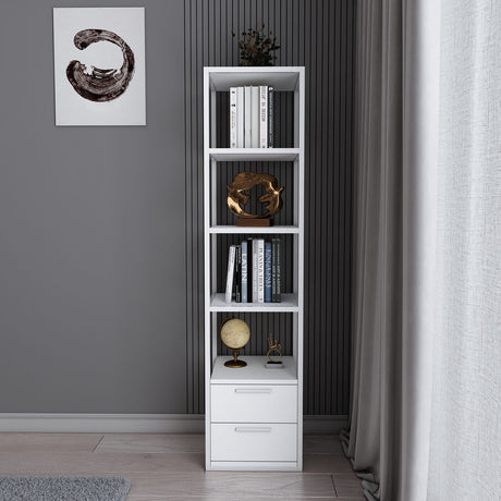 Bookcase Robbins White White Melamine 39x160x39 cm