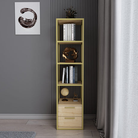 Bookcase Robbins Gold Gold Oak Melamine 39x160x39 cm