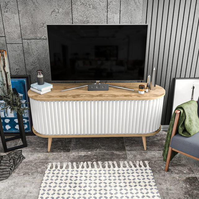 TV Meubels - TV Meubel Stor Eik Wit Melamine 140x64x43 cm - Dimehouse