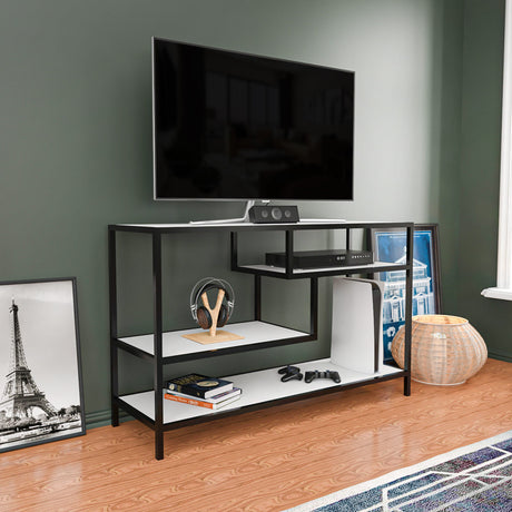 TV Meubel Robbins Black Zwart Wit Melamine 120x75x39 cm