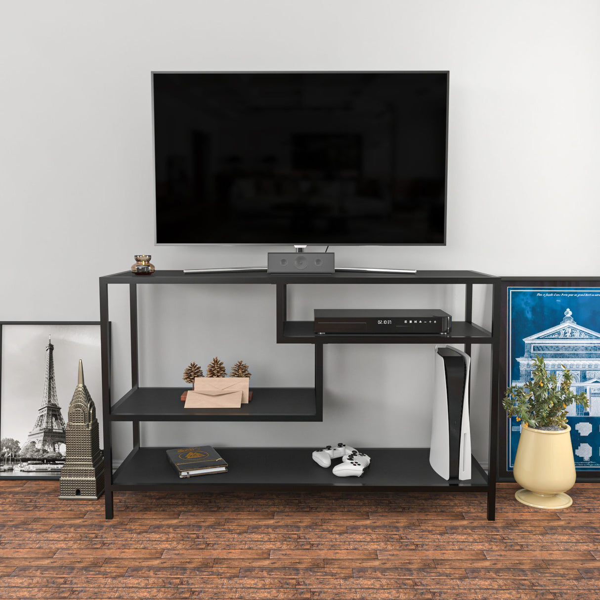 TV Meubel Robbins Black Antraciet Zwart Melamine 120x75x39 cm