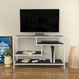 TV Meubel Robbins White Wit Antraciet Melamine 120x75x39 cm