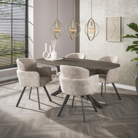 Eettafel Deens Ovaal Virello Brons Liquid Metal 180 cm