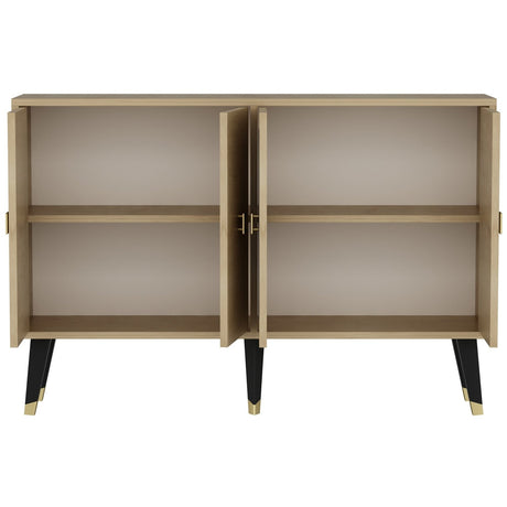 Ahart Console oak look with gold accents 120 cm Sapphire oak look and gold Melamine coated wood composite