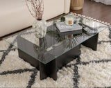 Coffee Table Black Wood Melamine Glass Opal 105x65x30 cm 
