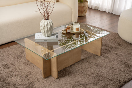 Coffee table Natural Glass Opal 105x65x30 cm 