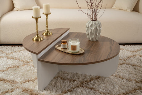 Orion coffee table Walnut and White 90x60 cm Walnut White Melamine 
