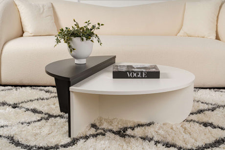Orion Coffee Table Wood White Black 90x60 cm Wood White Wood Black Melamine 