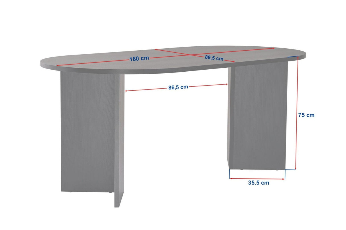 Oval dining table White melamine - Japandi - 180x89.5x75 cm - Sota