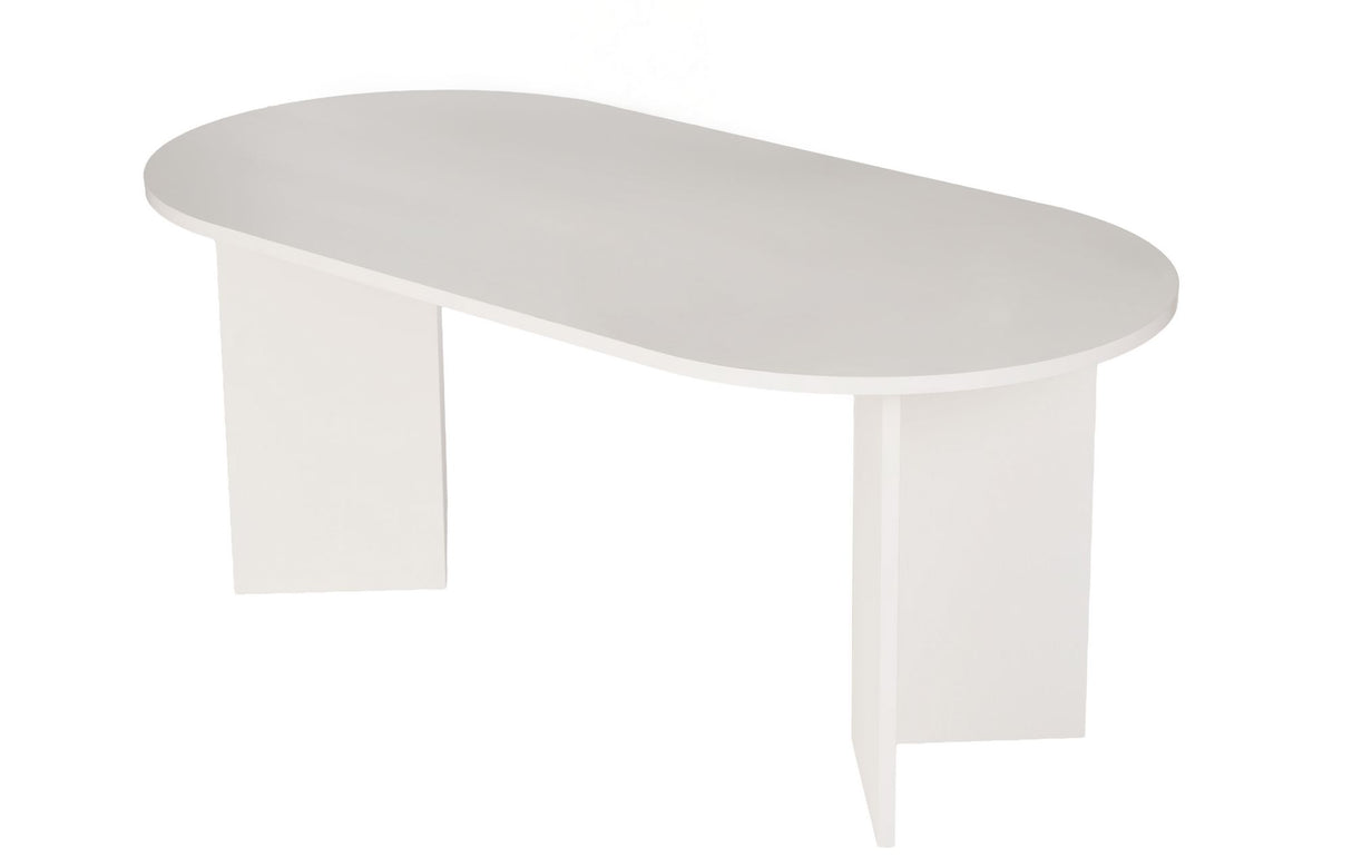Oval dining table White melamine - Japandi - 180x89.5x75 cm - Sota