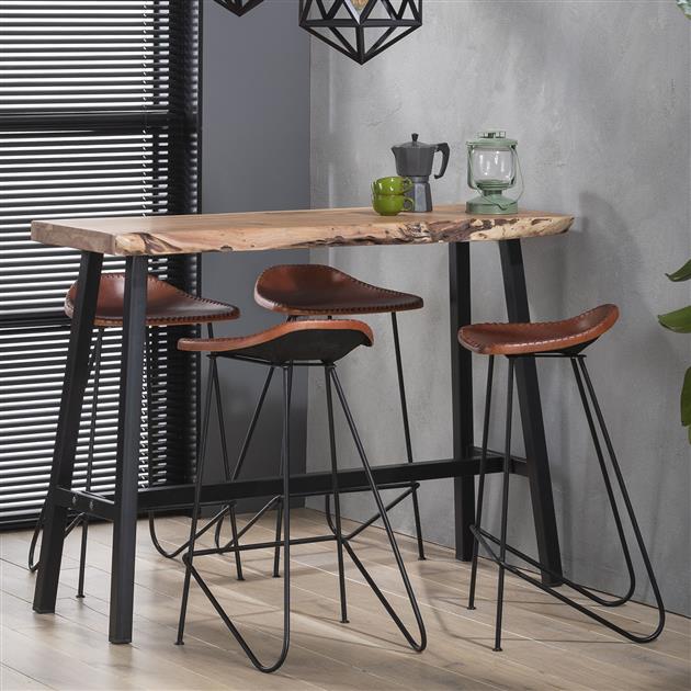 Set of 4 Bar Stools Brown Leather Bruce - 67 cm - Without Backrest