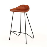 Set of 4 Bar Stools Brown Leather Bruce - 67 cm - Without Backrest