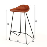 Set of 4 Bar Stools Brown Leather Bruce - 67 cm - Without Backrest